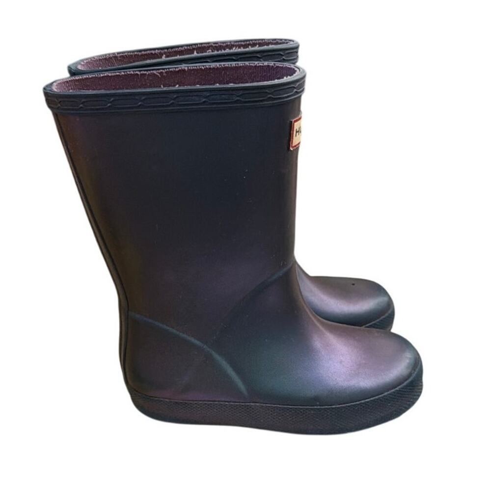 Hunter Kids First Classic Rain Boots Purple/Blue Rubber Pull On Toddler Size 8